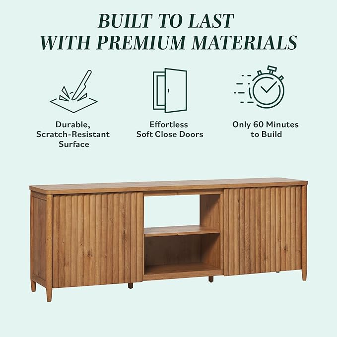 Walker Edison Flynn Scandinavian Reeded TV Stand - Image 6