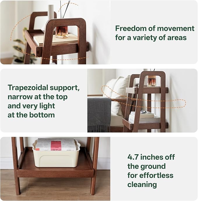 100% Solid Oak 3 Tier Ladder Shelf, Small Bookshelf, Ladder Bookshelf, Bookcase - Image 3