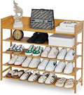 Bamboo Shoe Rack Organizer, 5 Tier Shoe shelf Storage Organizer, by Suwoic