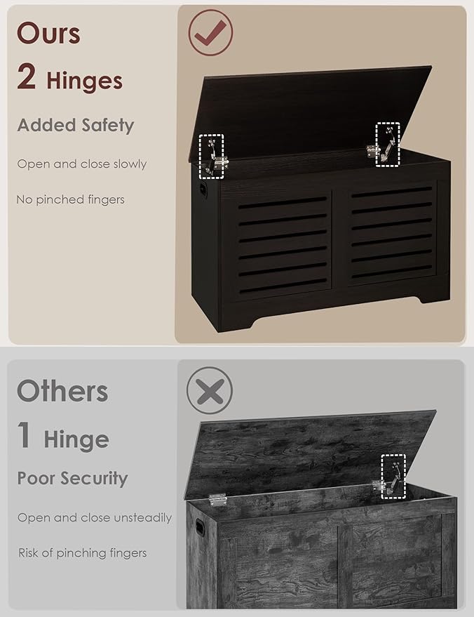 DINZI LVJ Storage Chest, Flip-Top Wooden Toy Box - Image 7
