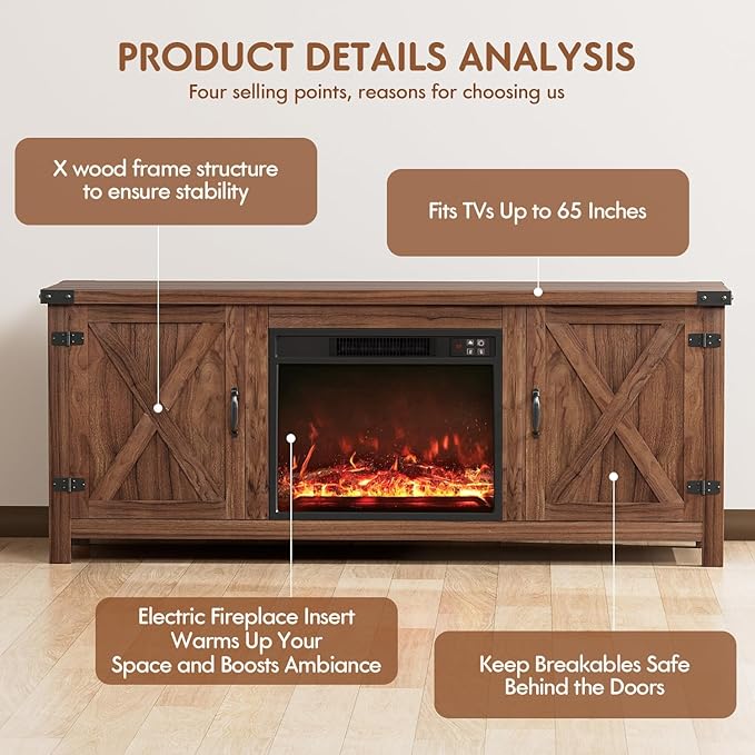 YESHOMY Fireplace TV Stand - Image 6