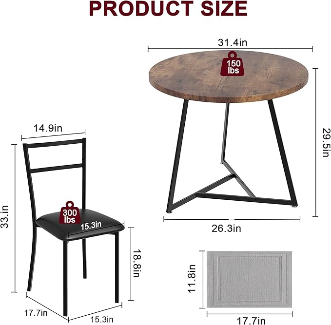 CABIHOME Dining Table Set for 2, Kitchen Table Set for 2, Kitchen Table Set - Image 6