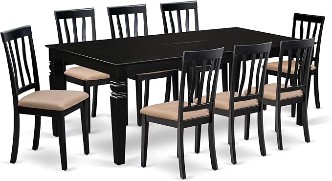 East West Furniture LGAN9-BLK-C 9 Piece Dining Room Table Set Includes a by EastWestFurniture