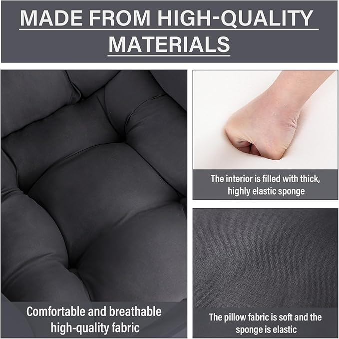 Lazy Chair with Ottoman, Comfy Reading Lounge Chair with Footstool & Throw - Image 5