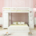 Twin Over Full Bunk Bed with 3-Layer Shelves, Wood L-Shape High Loftbed Frame by Favfurish