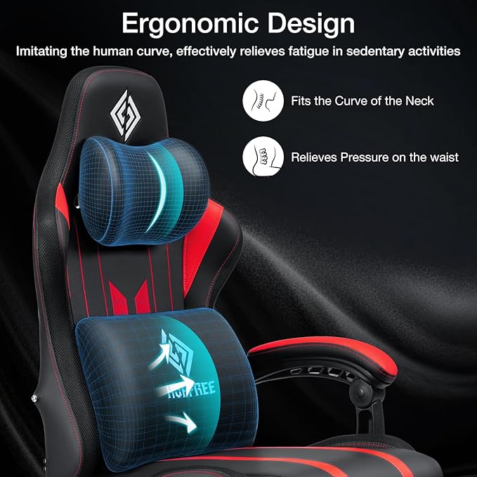 HOFFREE Gaming Chair with Music Rhythm RGB LED Lights and Bluetooth Speakers - Image 6
