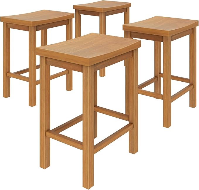 Grain & Grove Smith Collection Set of 4 Solid Wood Counter Height Bar Stools - Image 3
