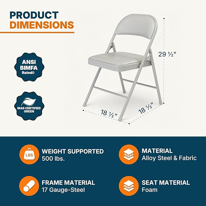 OEF Furnishings OEF950 Series Vinyl Padded Steel Folding Chairs - Image 3