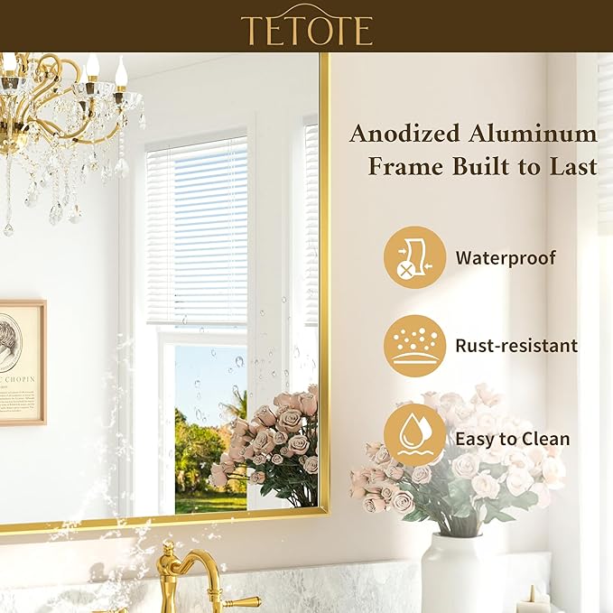 TETOTE Brushed Gold Frame Mirror - Image 8