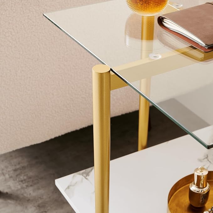 Square Glass End Table, Mid-Century Modern Design Sofa Table, - Image 8