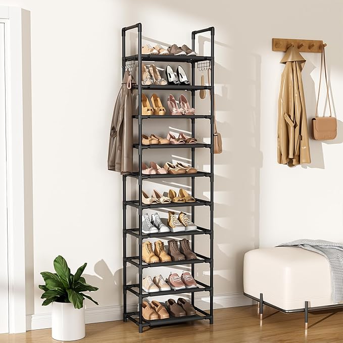10 Tiers Shoe Rack 20-25 Pairs Large Capacity Tall Shoe Organizer Sturdy Shoe - Image 7