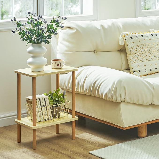 IBUYKE 2-Tier Side Table, Solid Wood Tall End Table - Image 10