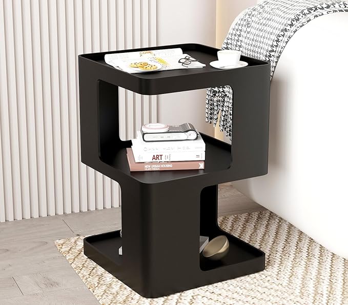 Metal Black Nightstands, Modern Side Table - Image 3