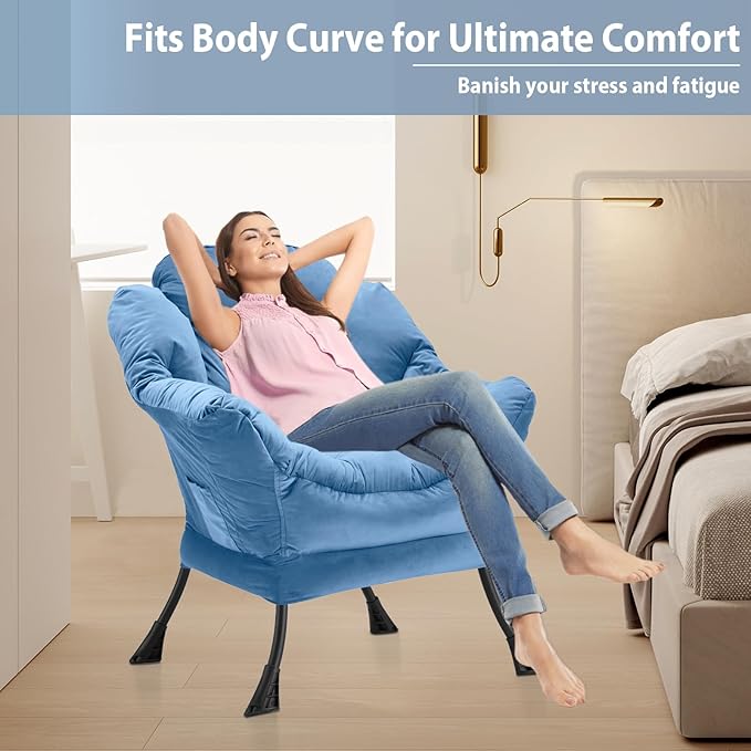 Lazy Chair Thick Padded, Comfy Velvet Accent Lounge Chair - Image 4