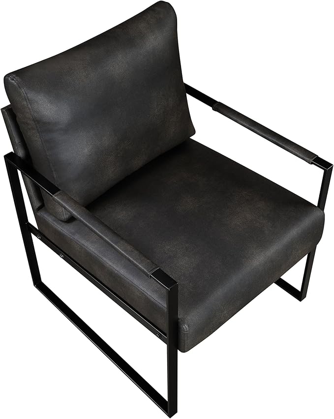 Lexicon Modern Accent Chair, Faux Leather Upholstered Living Room Chair - Image 7