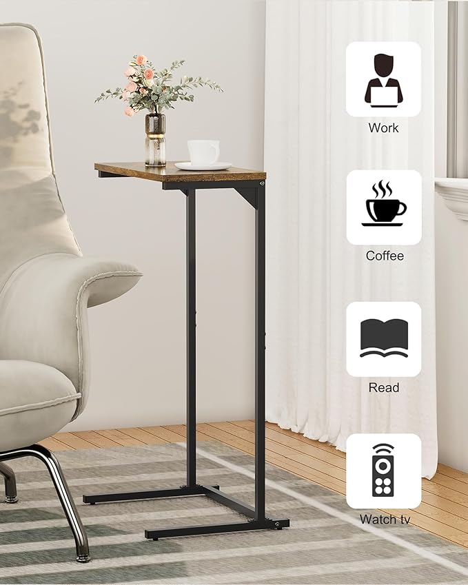 TUTOTAK C Shaped End Table, Tv Tray, Small Side Table, 28.7 inch Tall Couch - Image 4
