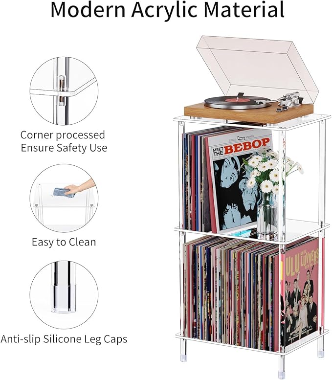 Acrylic Record Player Stand, 3-Tier Clear Turntable Table - Image 4