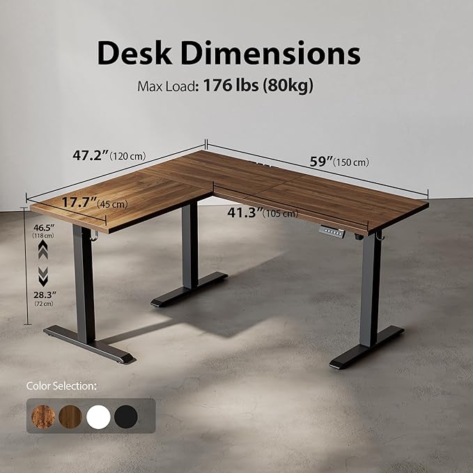 Agilestic 59 Inch L Shaped Standing Desk Adjustable Height, Electric Corner - Image 3