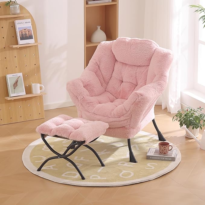 Lazy Chair with Ottoman, Modern Chair with Folding Footrest, Lounge Accent Chair - Image 7