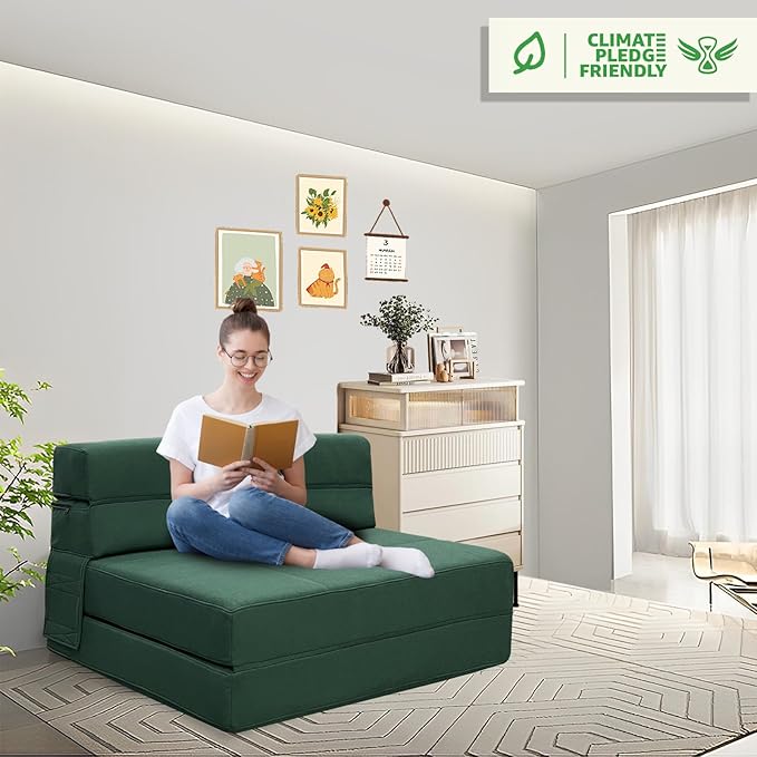 ANONER Fold Out Couch Bed Memory Foam Sleeper Chair - Image 2
