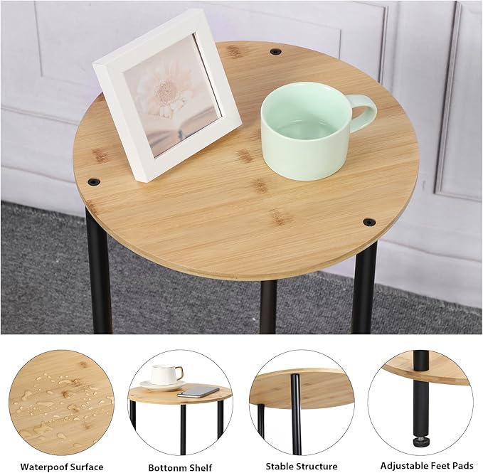 Small Round Table Set of 2, End Tables Living Room, Side Tables - Image 10