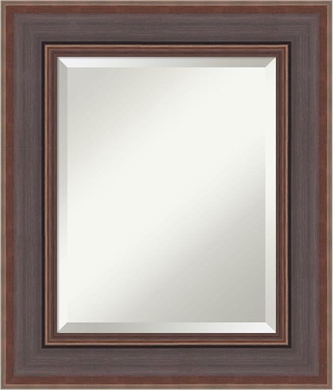 Amanti Art Brown Wall Mirror 28x24 Moab Brown Bronze Rectangle Bathroom Mirror by AmantiArt