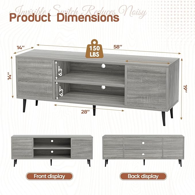 YESHOMY Modern TV Stand for 65" Television, Entertainment Center - Image 7