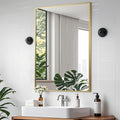 Brushed Gold Mirror, 16x20 Inch Aluminum Framed Rectangle Mirror, Tempered Glass by CLBA