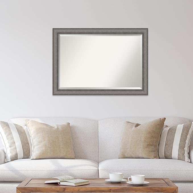 Amanti Art Grey Wall Mirror 29x41 Burnished Concrete Rectangle Bathroom Mirror - Image 5