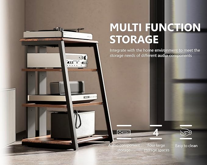 FITUEYES Design 4-Tier AV Media Stand Corner Shelf - Image 5