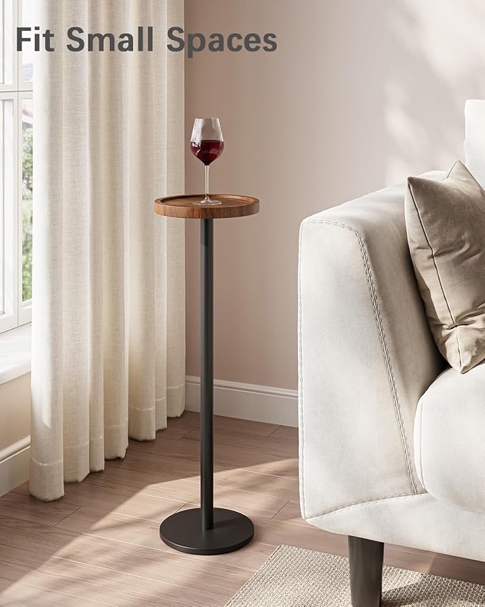 Drink Table, Small Pedestal Side Table, Round Cocktail Table, Circle End Table - Image 5