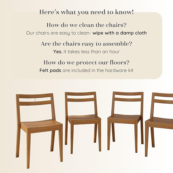 Grain & Grove Davie Dining Room Chairs Set of 4, Solid Wood Modern Kitchen Chair - Image 6
