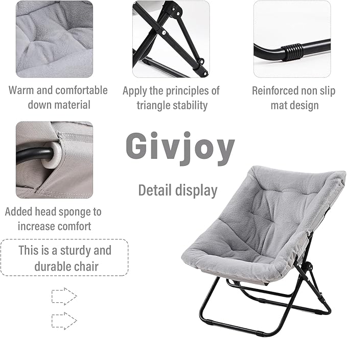 Comfy Folded Chair, Soft Faux Fur Oversized Folding Accent Chair, Flexible - Image 4