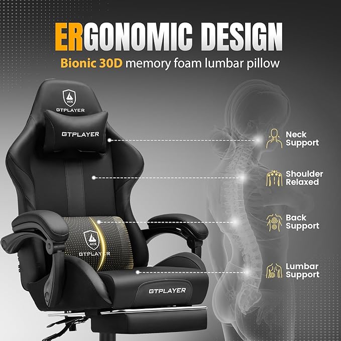GTRACING Gaming Chair with Foot Rest & Pocket Spring Cushion, Ergonomic High - Image 5