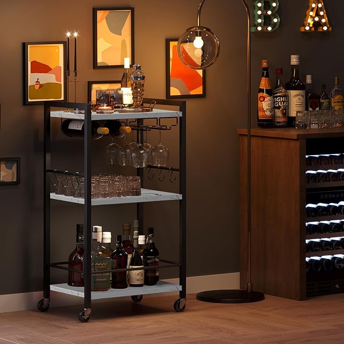 TUTOTAK Bar Cart, Home Bar Serving Cart, Small Wine Cart - Image 3