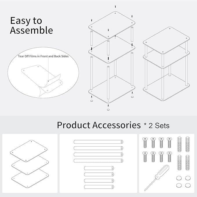 Clear Acrylic Side Table, 3-Tier End Table - Image 5