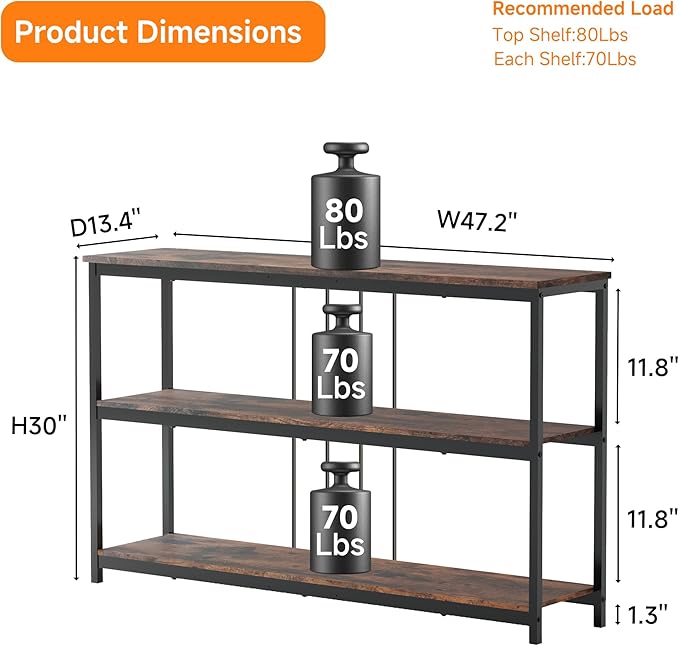 INHABIT UNION Sofa Console Table, Farmhouse Long Entryway Table - Image 2