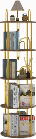 4 Tier Rotating Bookshelf, 360° Spinning Bookshelf Tower, Round Narrow Space by Merkisa