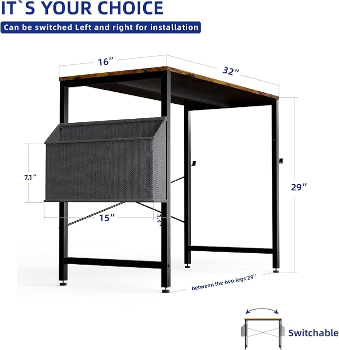 Pamray 32 Inch Computer Desk for Small Spaces - Image 3