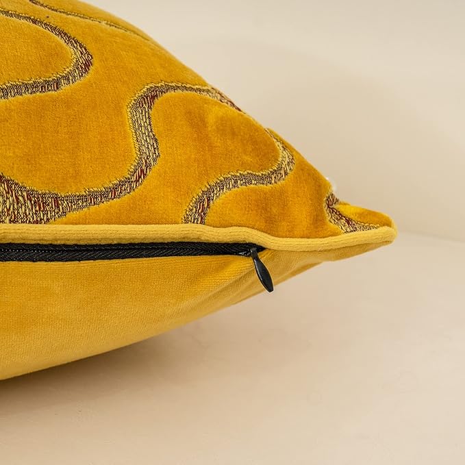 Yangest Yellow Throw Pillow Cover Wavy Cushion Cover Modern Zippered - Image 4