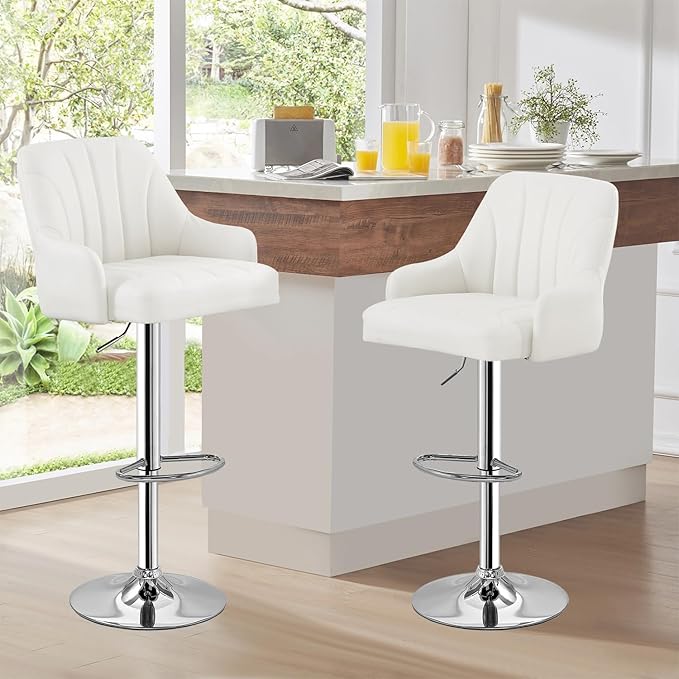 VECELO Bar Stools Set of 2, Adjustable Barstools, Counter Height Stools - Image 6