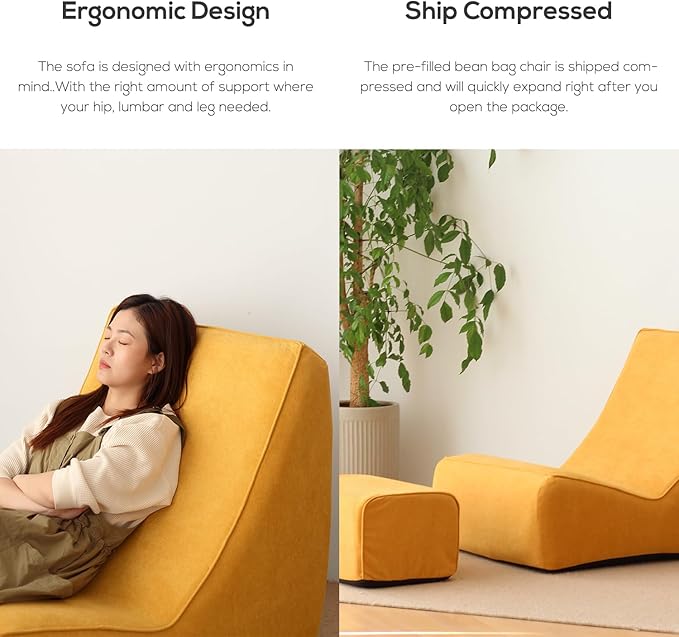 N&V Bean Bag Chair Single Seated Foam Sofa Armless Floor Sofa - Image 6