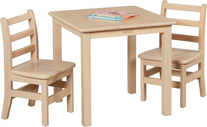 ECR4Kids 24in x 24in Hardwood Table and Chair Set2in Seat Height, Kids Furniture - Image 12