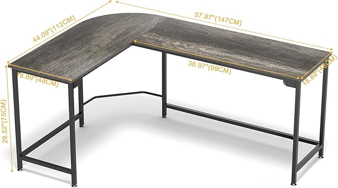 Teraves Modern L Shaped Gaming Desk 58'' Corner Computer Desk - Image 3
