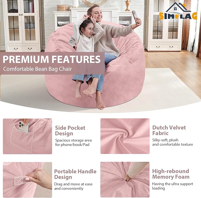 3FT Bean Bag Chair, Comfy Bean Bag Chairs - Image 4