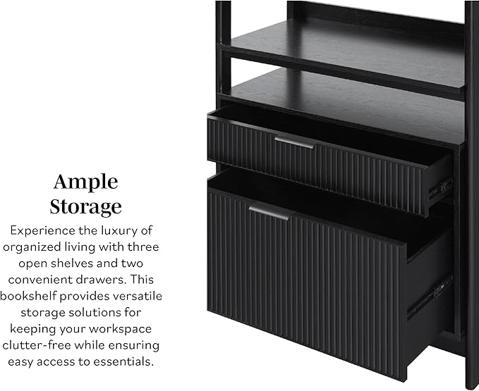 Walker Edison Transitional Open Reeded 4-Shelf Bookshelf - Image 4