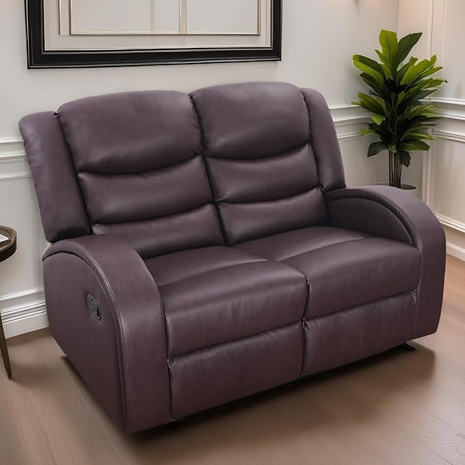 Loveseat Recliner Sofa, Reclining Loveseat Leather Couch Upholstered, Modern - Image 2