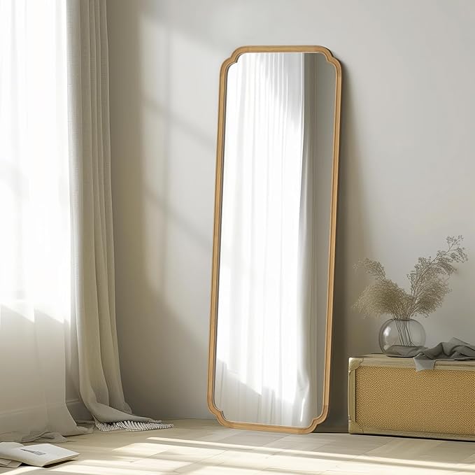WallBeyond Full Length Mirror Wall Mounted 65"x22", Rustic Wooden Frame Floor by WallBeyond