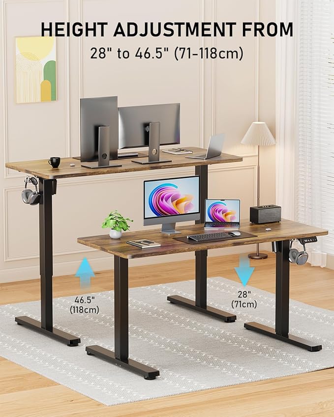 Electric Standing Desk, Large Height Adjustable Stand up Desk, 48 x 24 Inches - Image 4