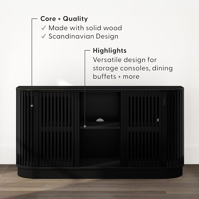 Plank+Beam Contour Wood TV Stand, Two Door Solid Wood Entertainment Console - Image 4